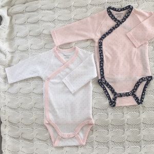 2 New baby onesies by Sauthon. Never worn